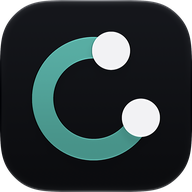 The Conn icon: an open teal ring with two white nodes on a near-black square.